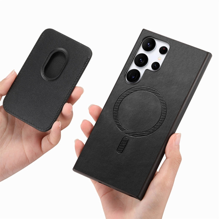 For Samsung Galaxy S25 Ultra 5G Retro Magsafe Card Bag PU Back Cover Phone Case(Black) - Galaxy S25 Ultra 5G Cases by PMC Jewellery | Online Shopping South Africa | PMC Jewellery | Buy Now Pay Later Mobicred