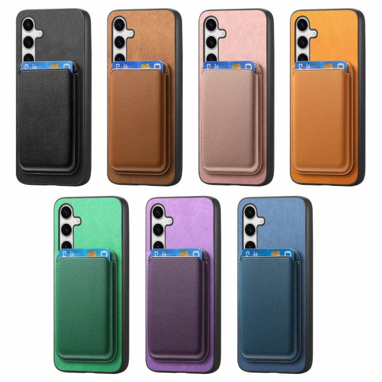 For Samsung Galaxy S25 Ultra 5G Retro Magsafe Card Bag PU Back Cover Phone Case(Blue) - Galaxy S25 Ultra 5G Cases by PMC Jewellery | Online Shopping South Africa | PMC Jewellery | Buy Now Pay Later Mobicred