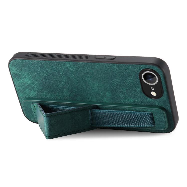 For iPhone 16e Retro Wristband Holder Leather Back Phone Case(Green) - iPhone 16e Cases by PMC TechLife | Online Shopping South Africa | PMC TechLife | Buy Now Pay Later Mobicred