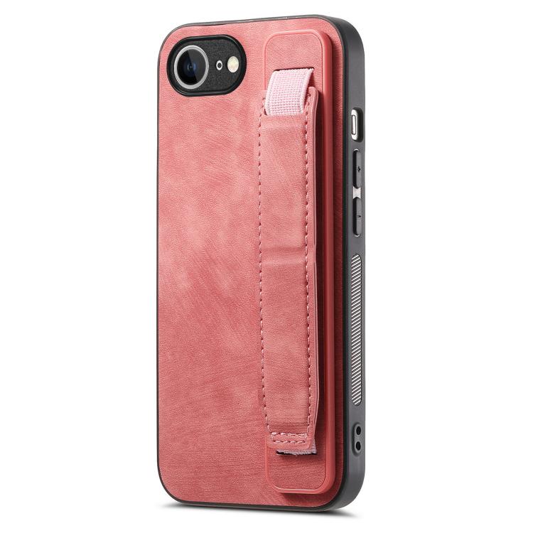 For iPhone 16e Retro Wristband Holder Leather Back Phone Case(Pink) - iPhone 16e Cases by PMC TechLife | Online Shopping South Africa | PMC TechLife | Buy Now Pay Later Mobicred