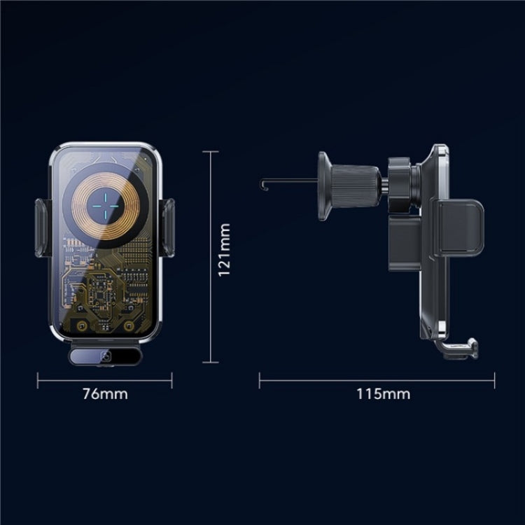 X11s 66W High Power Transparent Car Wireless Charger Phone Bracket(Titanium) - Wireless Charging Pads by PMC TechLife | Online Shopping South Africa | PMC TechLife | Buy Now Pay Later Mobicred