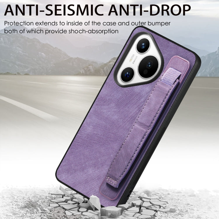For Huawei Pura 70 Retro Wristband Holder Leather Back Phone Case(Purple) - free shipping - PMC Jewellery - Order now!