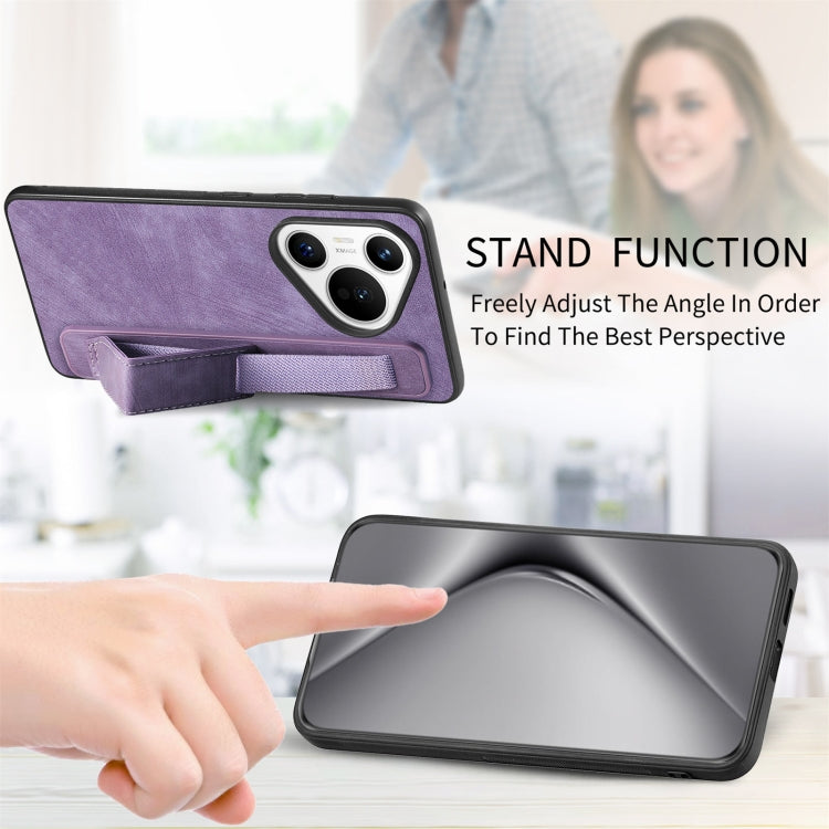 For Huawei Pura 70 Retro Wristband Holder Leather Back Phone Case(Purple) - free shipping - PMC Jewellery - Order now!
