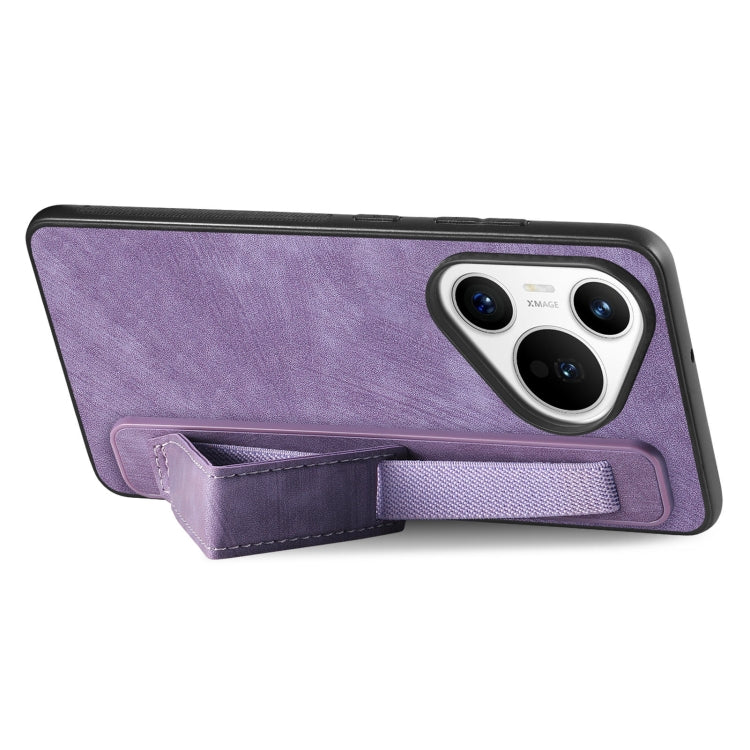 For Huawei Pura 70 Pro+ Retro Wristband Holder Leather Back Phone Case(Purple) - free shipping - PMC Jewellery - Order now!