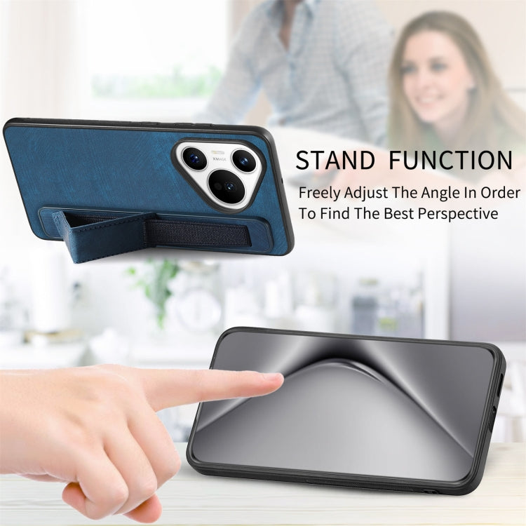 For Huawei Pura 70 Ultra Retro Wristband Holder Leather Back Phone Case(Blue) - Huawei Cases by PMC Jewellery | Online Shopping South Africa | PMC Jewellery | Buy Now Pay Later Mobicred