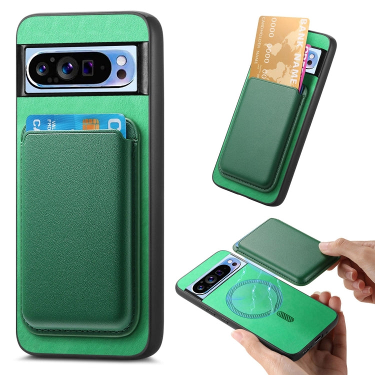 For Google Pixel 9 Pro Retro Magsafe Card Bag PU Back Cover Phone Case(Green) - Google Cases by PMC TechLife | Online Shopping South Africa | PMC TechLife | Buy Now Pay Later Mobicred