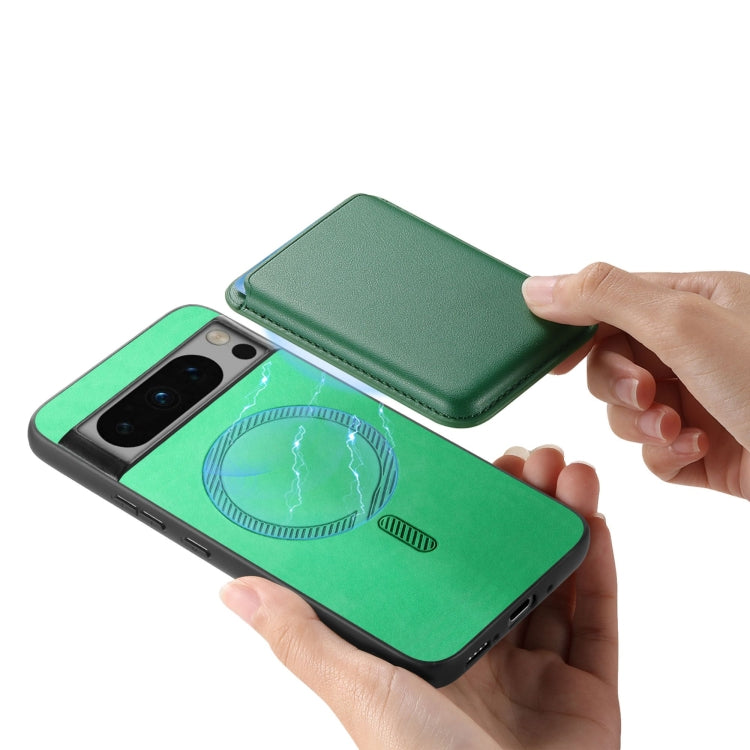 For Google Pixel 9 Pro Retro Magsafe Card Bag PU Back Cover Phone Case(Green) - Google Cases by PMC TechLife | Online Shopping South Africa | PMC TechLife | Buy Now Pay Later Mobicred