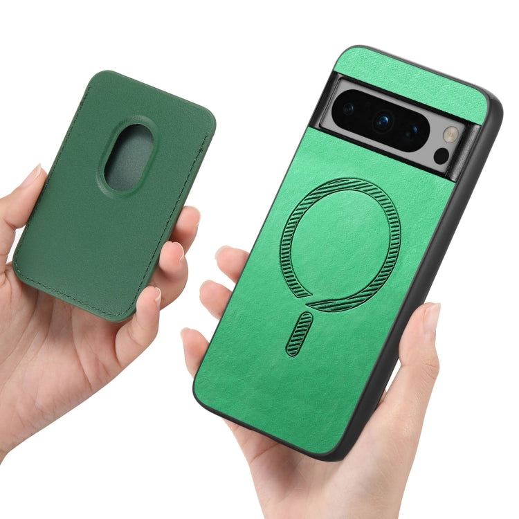 For Google Pixel 9 Pro Retro Magsafe Card Bag PU Back Cover Phone Case(Green) - Google Cases by PMC TechLife | Online Shopping South Africa | PMC TechLife | Buy Now Pay Later Mobicred