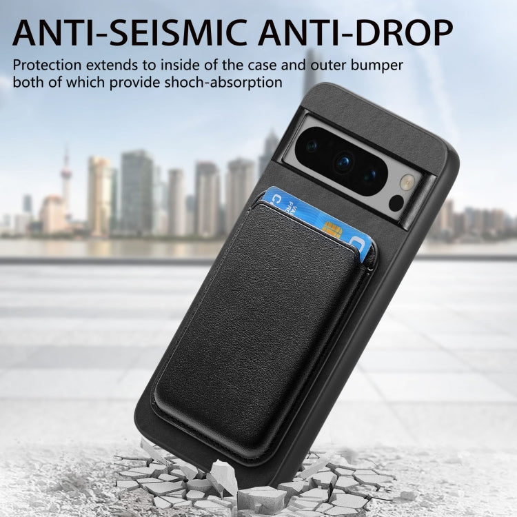 For Google Pixel 9 Pro Retro Magsafe Card Bag PU Back Cover Phone Case(Black) - Google Cases by PMC TechLife | Online Shopping South Africa | PMC TechLife | Buy Now Pay Later Mobicred