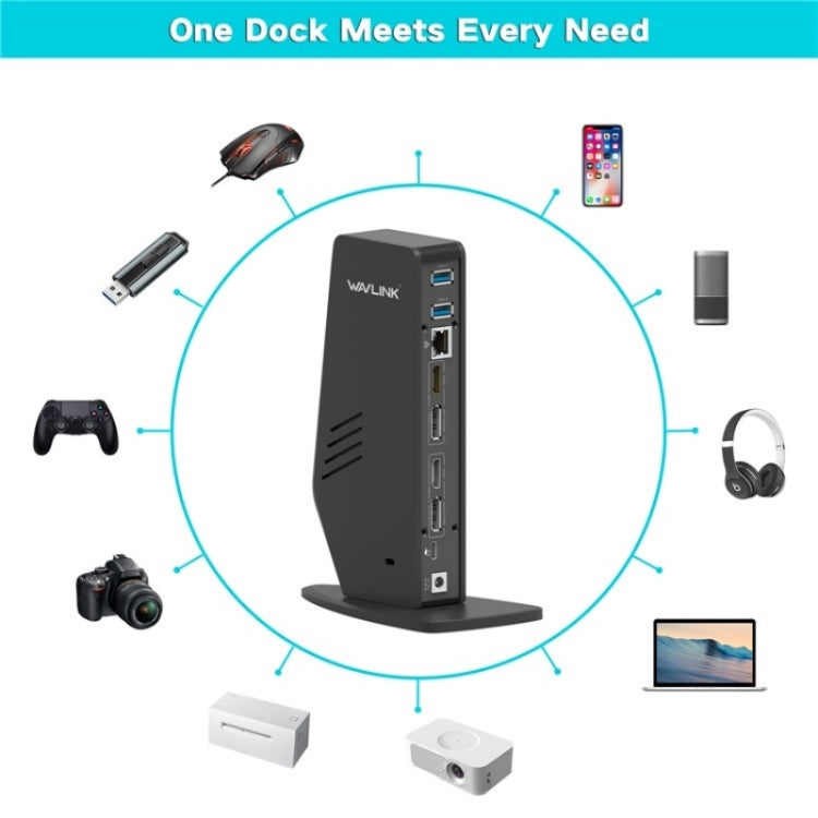 WAVLINK WL-UG69DK5 Laptop Dual 5K / 4K 60Hz Monitor Adapter USB 3.0 Docking Station, Plug:EU Plug - Cable & Adapters by WAVLINK | Online Shopping South Africa | PMC TechLife | Buy Now Pay Later Mobicred