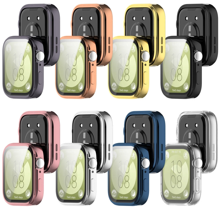 For Huawei Watch Fit 3 Full Coverage TPU Electroplated Watch Protective Case(Transparent) - Watch Cases by PMC TechLife | Online Shopping South Africa | PMC TechLife | Buy Now Pay Later Mobicred