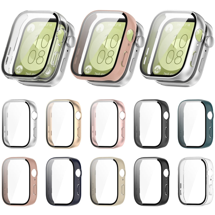 For Huawei Watch Fit 3 PC + Tempered Film Integrated Watch Protective Case(Matte Silver) - Watch Cases by PMC TechLife | Online Shopping South Africa | PMC TechLife | Buy Now Pay Later Mobicred