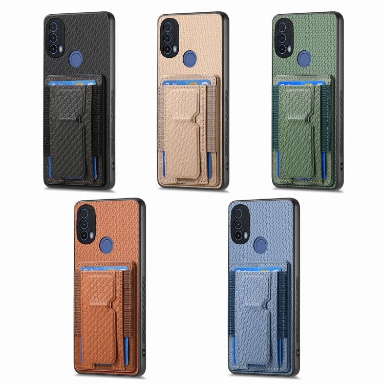 For Motorola Moto G Stylus 5G 2024 Carbon Fiber Fold Stand Elastic Card Bag Phone Case(Black) - Motorola Cases by PMC Jewellery | Online Shopping South Africa | PMC Jewellery | Buy Now Pay Later Mobicred
