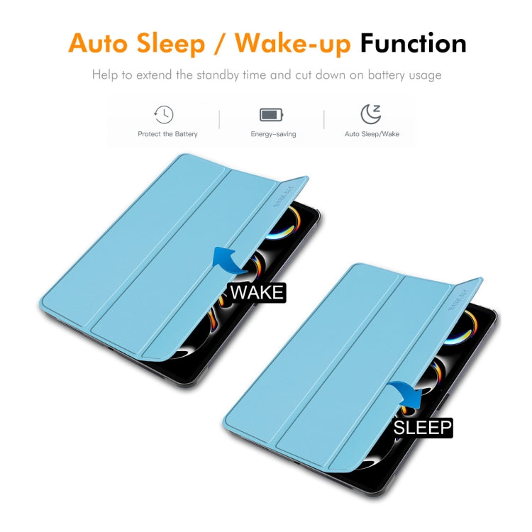 For iPad Pro 11 2024 ENKAY Tri-fold Custer Texture Platic Leather Smart Tablet Case(Grey) - iPad Pro 11 2024 Cases by ENKAY | Online Shopping South Africa | PMC TechLife | Buy Now Pay Later Mobicred