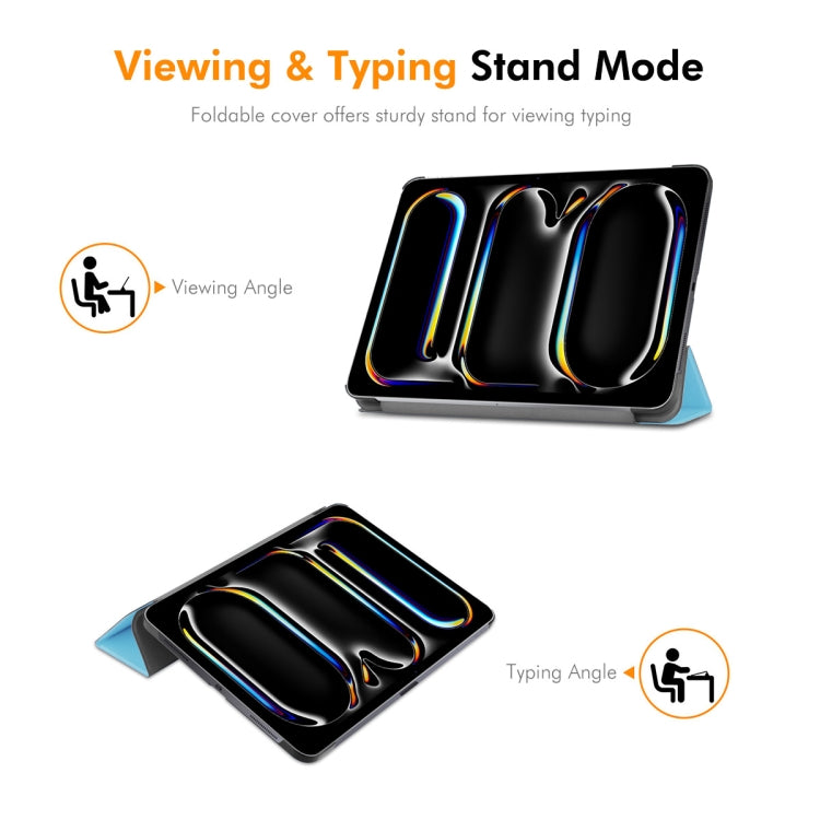 For iPad Pro 13 2024 ENKAY Tri-fold Custer Texture Platic Leather Smart Tablet Case(Light Blue) - iPad Pro 13 2024 Cases by ENKAY | Online Shopping South Africa | PMC TechLife | Buy Now Pay Later Mobicred