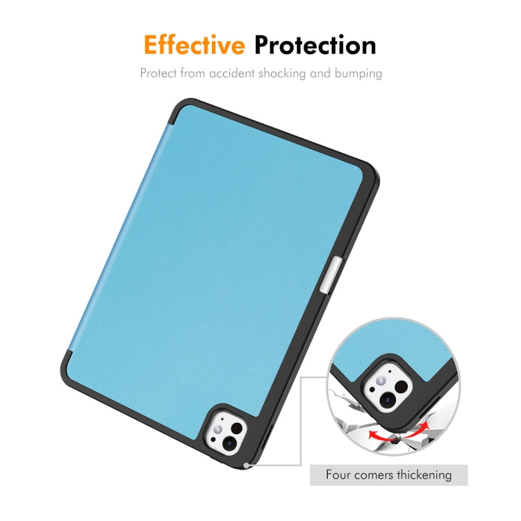 For iPad Pro 11 2024 ENKAY Tri-fold Custer Texture TPU Leather Smart Tablet Case with Pen Slot(Dark Green) - iPad Pro 11 2024 Cases by ENKAY | Online Shopping South Africa | PMC TechLife | Buy Now Pay Later Mobicred