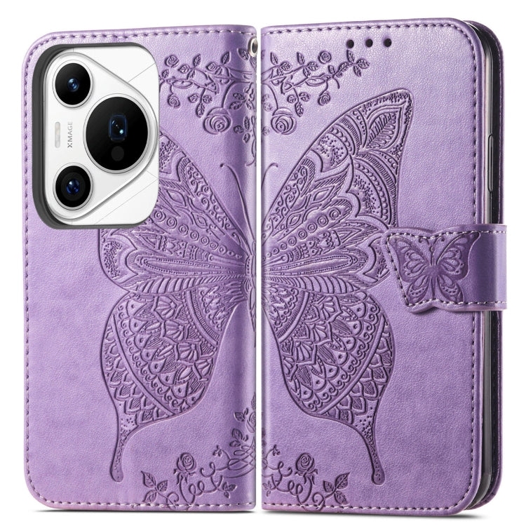 For Huawei Pura 70 Ultra Butterfly Love Flower Embossed Leather Phone Case(Lavender) - free shipping - PMC Jewellery - Order now!