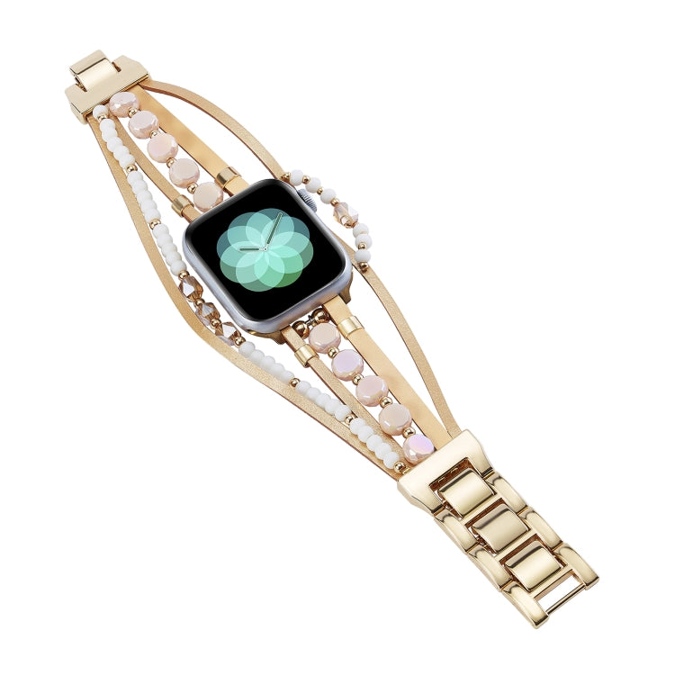 For Apple Watch SE 2023 44mm Beaded National Style Bracelet Crystal Watch Band(Rose Gold) - free shipping - PMC TechLife - Order now!