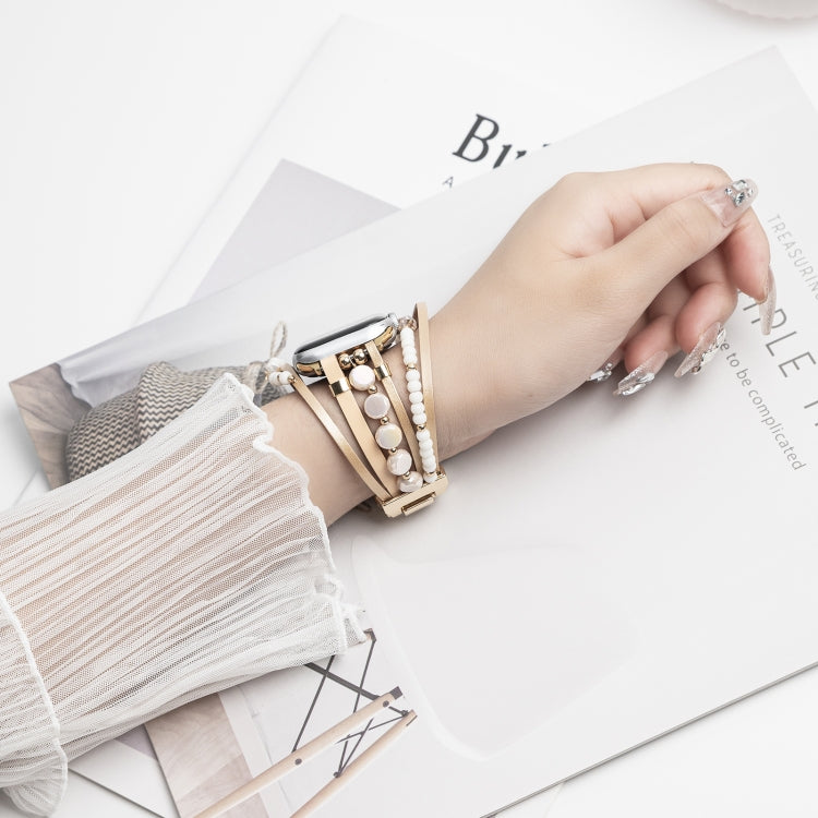 For Apple Watch Series 4 44mm Beaded National Style Bracelet Crystal Watch Band(Rose Gold) - free shipping - PMC TechLife - Order now!