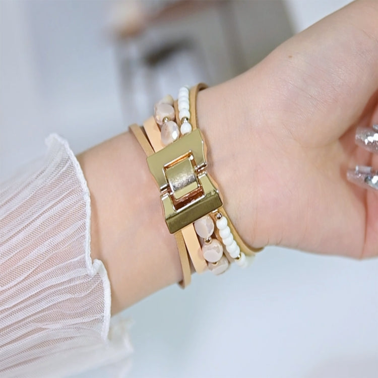 For Apple Watch Series 6 44mm Beaded National Style Bracelet Crystal Watch Band(Rose Gold) - free shipping - PMC TechLife - Order now!