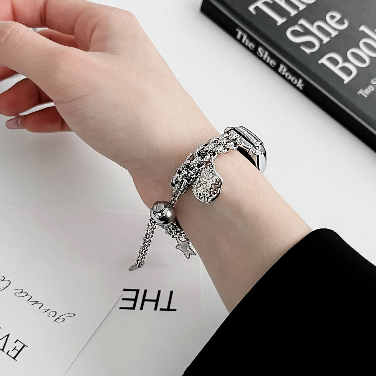 For Xiaomi Mi Band 3 / 4 Beaded Bracelet Metal Watch Band(Silver+Star) - free shipping - PMC TechLife - Order now!