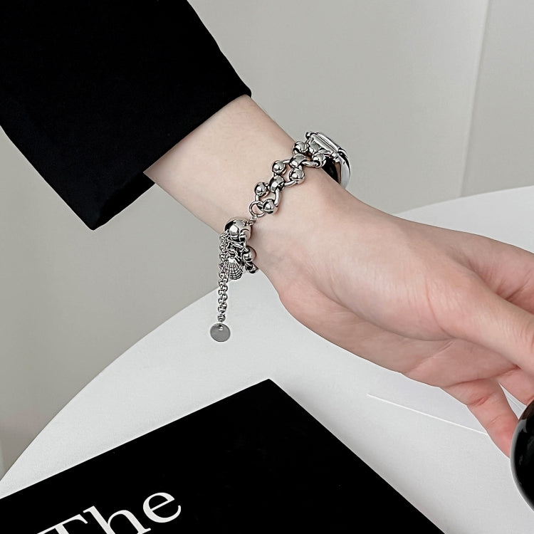 For Xiaomi Mi Band 5 / 6 Beaded Bracelet Metal Watch Band(Silver+Dual Bead) - free shipping - PMC TechLife - Order now!