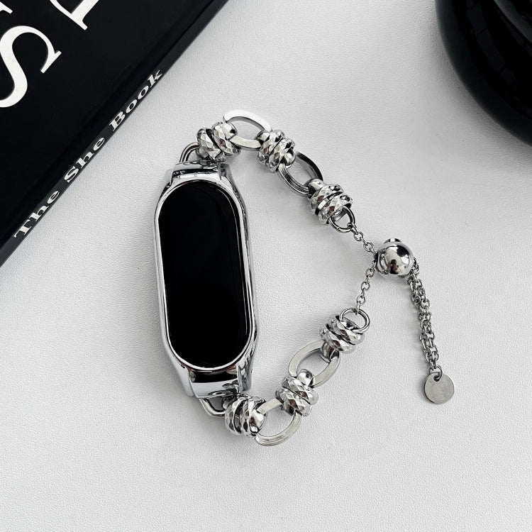 For Xiaomi Mi Band 5 / 6 Beaded Bracelet Metal Watch Band(Silver+Dual Ring) - free shipping - PMC TechLife - Order now!