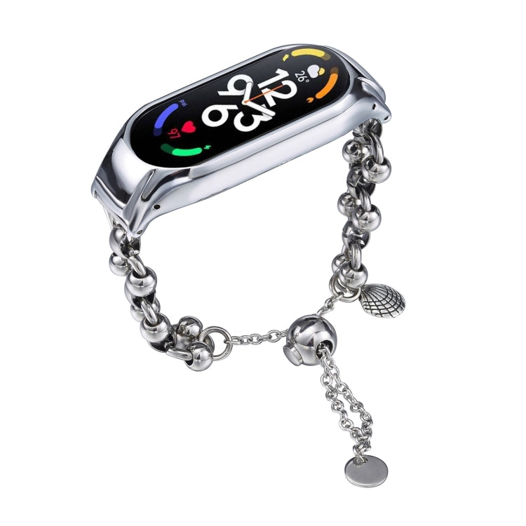 For Xiaomi Mi Band 7 Beaded Bracelet Metal Watch Band(Silver+Dual Bead) - free shipping - PMC TechLife - Order now!