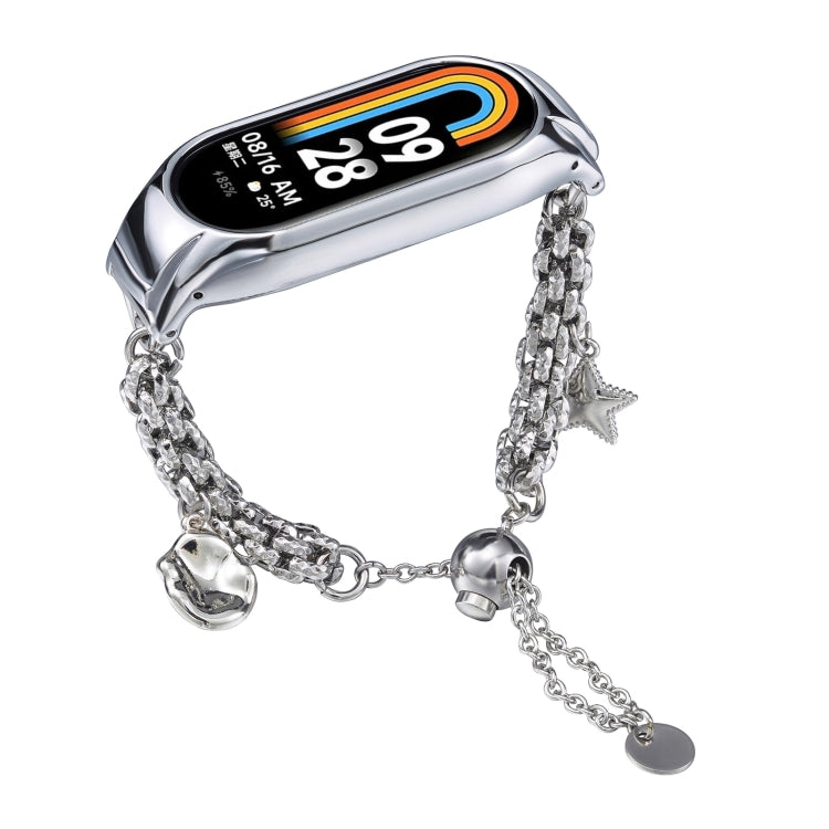 For Xiaomi Mi Band 8 Beaded Bracelet Metal Watch Band(Silver+Star) - free shipping - PMC TechLife - Order now!