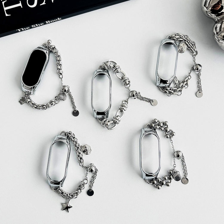 For Xiaomi Mi Band 7 Beaded Bracelet Metal Watch Band(Silver+Star) - free shipping - PMC TechLife - Order now!