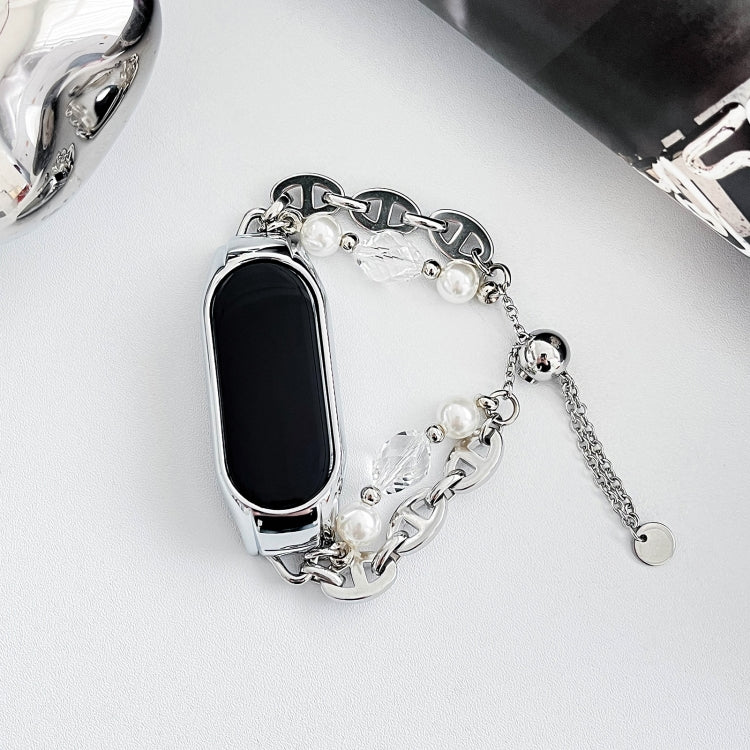For Xiaomi Mi Band 3 / 4 Crystal Beaded Onyx Watch Band(Silver+Crystal Bead) - free shipping - PMC TechLife - Order now!