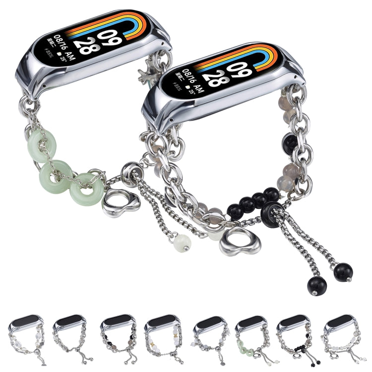 For Xiaomi Mi Band 7 Crystal Beaded Onyx Watch Band(Silver+White Pearl) - free shipping - PMC TechLife - Order now!