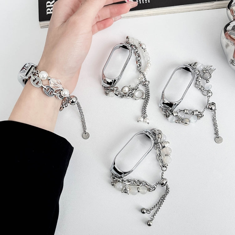 For Xiaomi Mi Band 3 / 4 Crystal Beaded Onyx Watch Band(Silver+Crystal Bead) - free shipping - PMC TechLife - Order now!