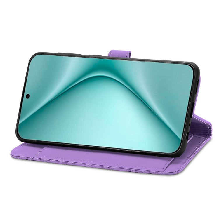 For Huawei Pura 70 Pro+ Embossed Flower Zipper Leather Phone Case(Purple) - Huawei Cases by PMC Jewellery | Online Shopping South Africa | PMC Jewellery | Buy Now Pay Later Mobicred