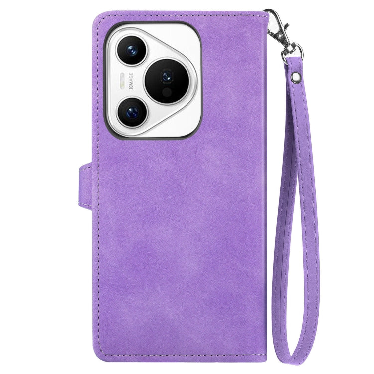 For Huawei Pura 70 Ultra Embossed Flower Zipper Leather Phone Case(Purple) - Huawei Cases by PMC Jewellery | Online Shopping South Africa | PMC Jewellery | Buy Now Pay Later Mobicred