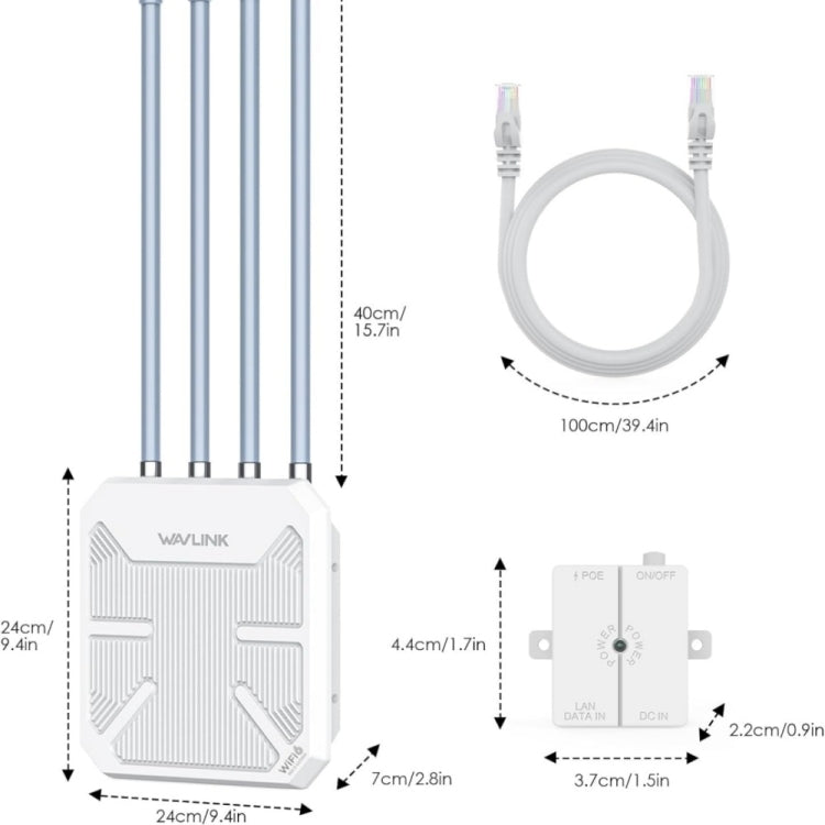 WAVLINK WN573HX3 AX3000 Waterproof Outdoor WiFi Wireless Outdoor Dual Band Router, Plug:US Plug - free shipping - PMC TechLife - Order now!