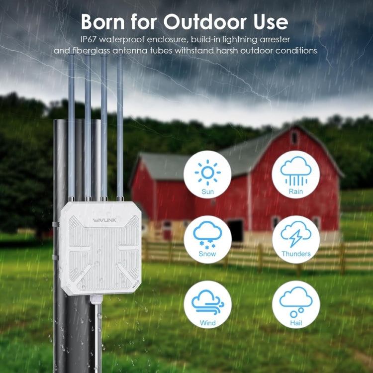 WAVLINK WN573HX3 AX3000 Waterproof Outdoor WiFi Wireless Outdoor Dual Band Router, Plug:AU Plug - free shipping - PMC TechLife - Order now!