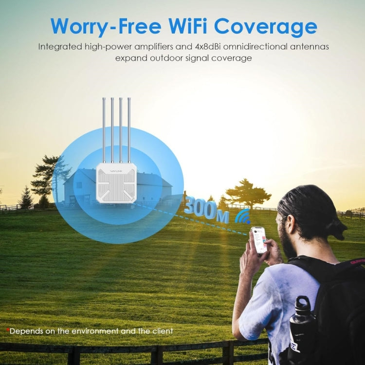 WAVLINK WN573HX3 AX3000 Waterproof Outdoor WiFi Wireless Outdoor Dual Band Router, Plug:UK Plug - free shipping - PMC TechLife - Order now!