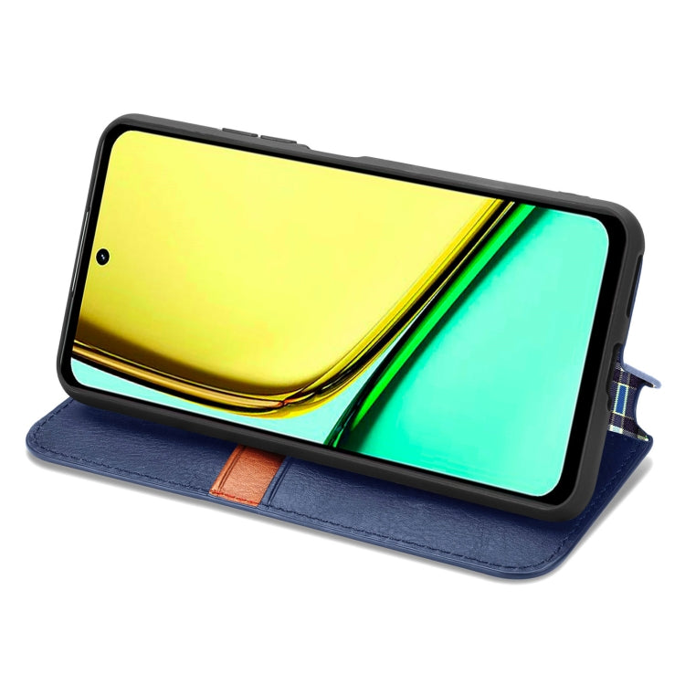 For Realme C65 Cubic Grid Pressed Magnetic Leather Phone Case(Blue) - free shipping - PMC TechLife - Order now!