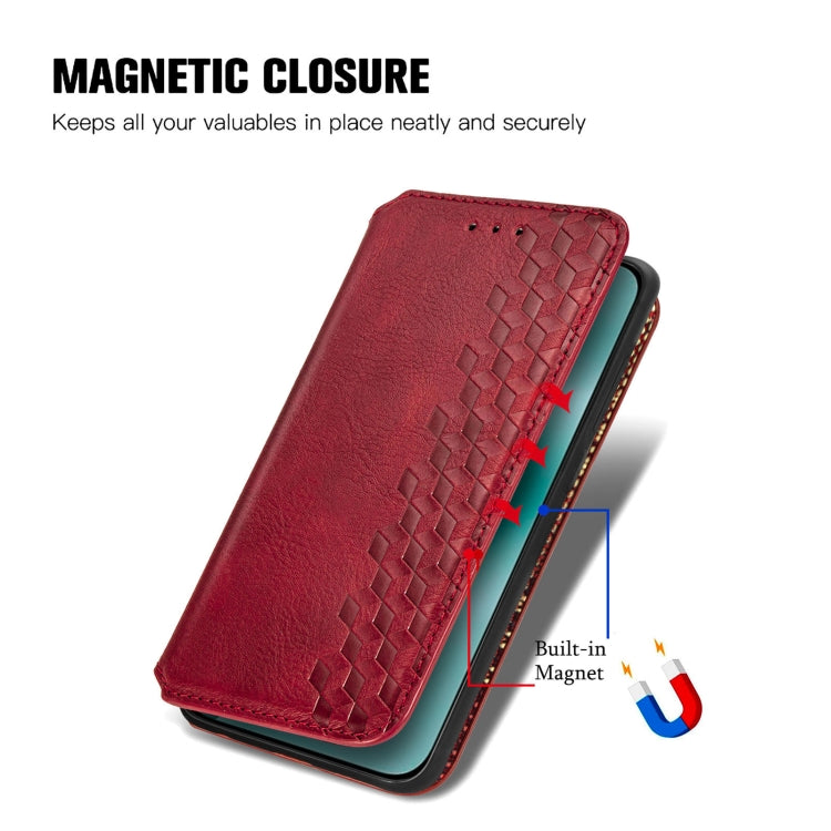 For Huawei Pura 70 Ultra Cubic Grid Pressed Magnetic Leather Phone Case(Red) - free shipping - PMC Jewellery - Order now!