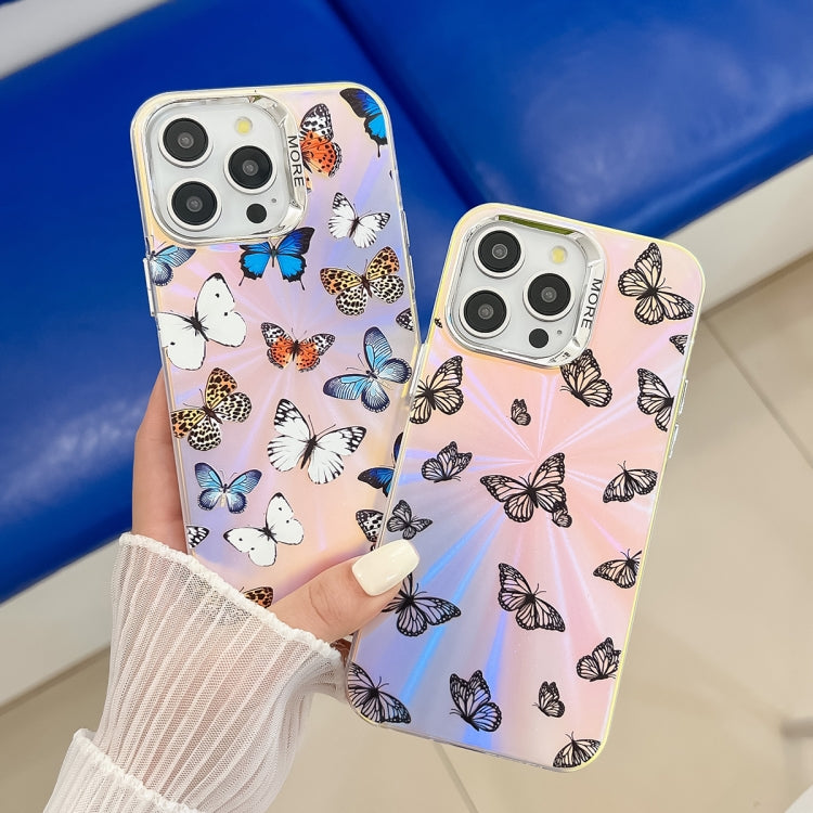 For iPhone 16 Plus Electroplating Laser Butterfly Phone Case(Pink Butterflies AB2) - iPhone 16 Plus Cases by PMC TechLife | Online Shopping South Africa | PMC TechLife | Buy Now Pay Later Mobicred