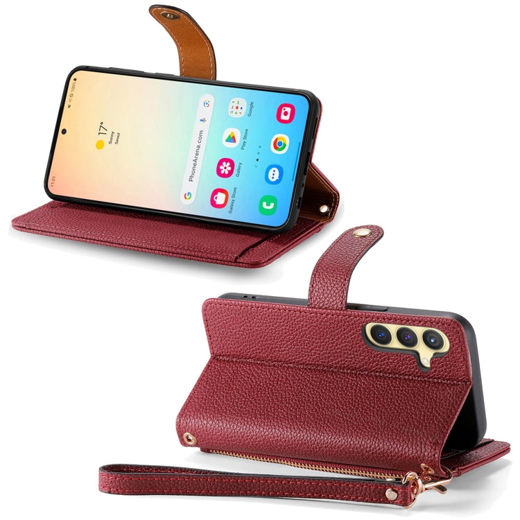 For Samsung Galaxy S25 5G Love Zipper Lanyard Leather Phone Case(Red) - Galaxy S25 5G Cases by PMC TechLife | Online Shopping South Africa | PMC TechLife | Buy Now Pay Later Mobicred