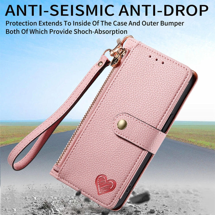 For Huawei Pura 70 Pro+ Love Zipper Lanyard Leather Phone Case(Pink) - Huawei Cases by PMC Jewellery | Online Shopping South Africa | PMC Jewellery | Buy Now Pay Later Mobicred