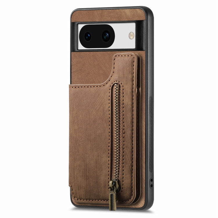For Google Pixel 9 / 9 Pro Retro Leather Zipper Wallet Back Phone Case(Brown) - Google Cases by PMC TechLife | Online Shopping South Africa | PMC TechLife | Buy Now Pay Later Mobicred
