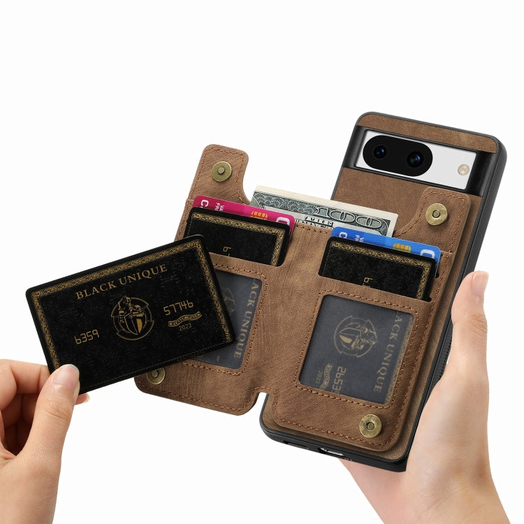 For Google Pixel 9 / 9 Pro Retro Leather Zipper Wallet Back Phone Case(Brown) - Google Cases by PMC TechLife | Online Shopping South Africa | PMC TechLife | Buy Now Pay Later Mobicred