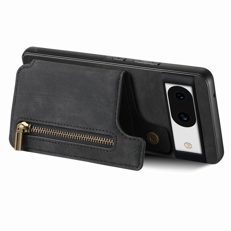 For Google Pixel 9 / 9 Pro Retro Leather Zipper Wallet Back Phone Case(Black) - Google Cases by PMC TechLife | Online Shopping South Africa | PMC TechLife | Buy Now Pay Later Mobicred