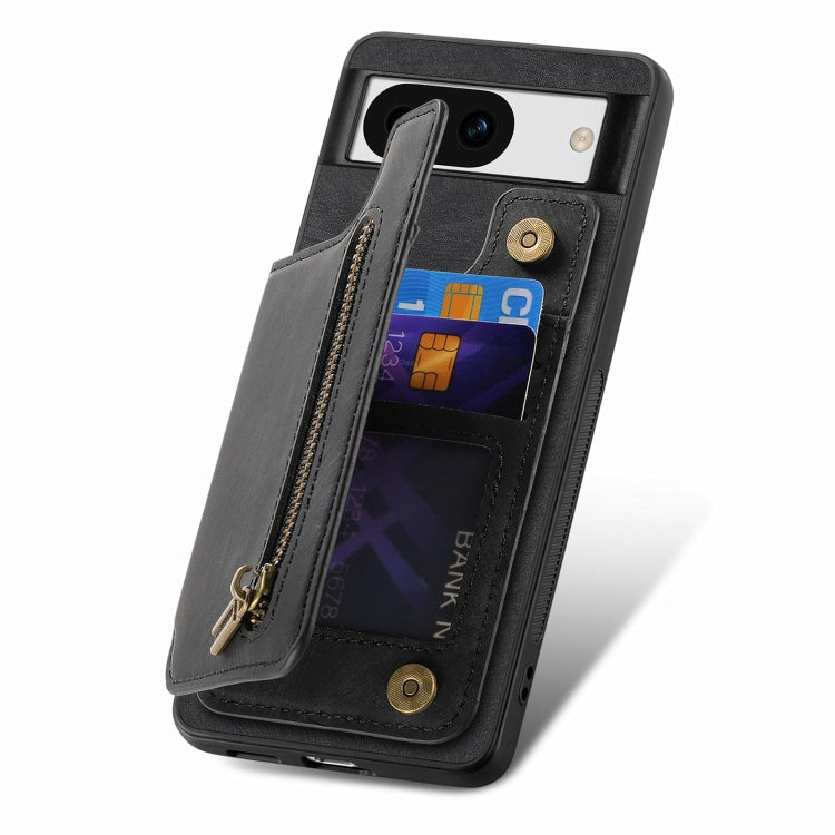 For Google Pixel 9 / 9 Pro Retro Leather Zipper Wallet Back Phone Case(Black) - Google Cases by PMC TechLife | Online Shopping South Africa | PMC TechLife | Buy Now Pay Later Mobicred