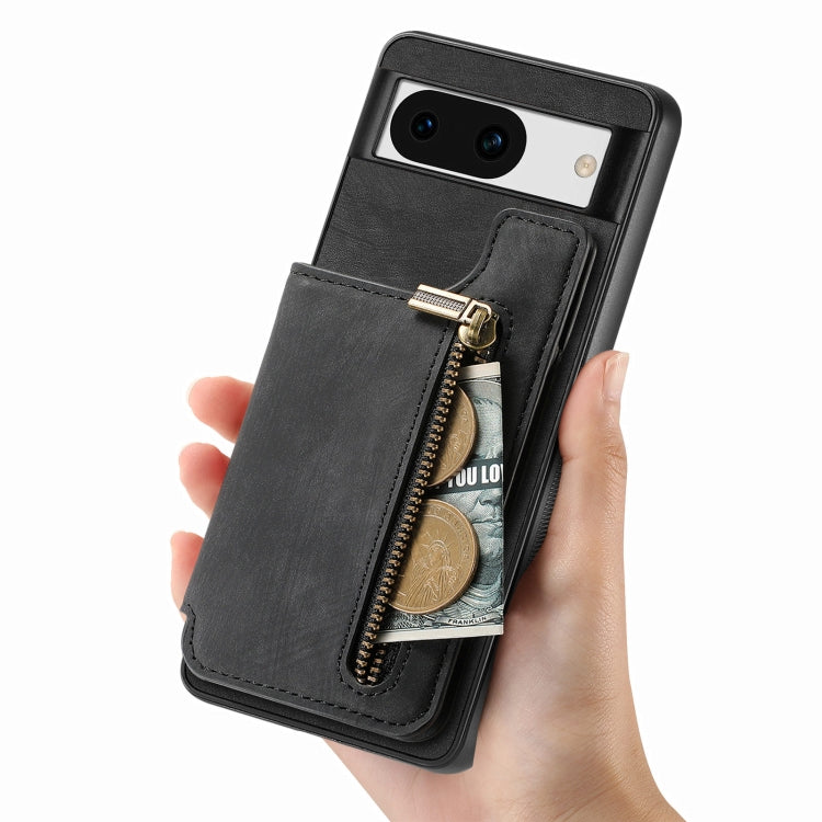 For Google Pixel 9 / 9 Pro Retro Leather Zipper Wallet Back Phone Case(Black) - Google Cases by PMC TechLife | Online Shopping South Africa | PMC TechLife | Buy Now Pay Later Mobicred