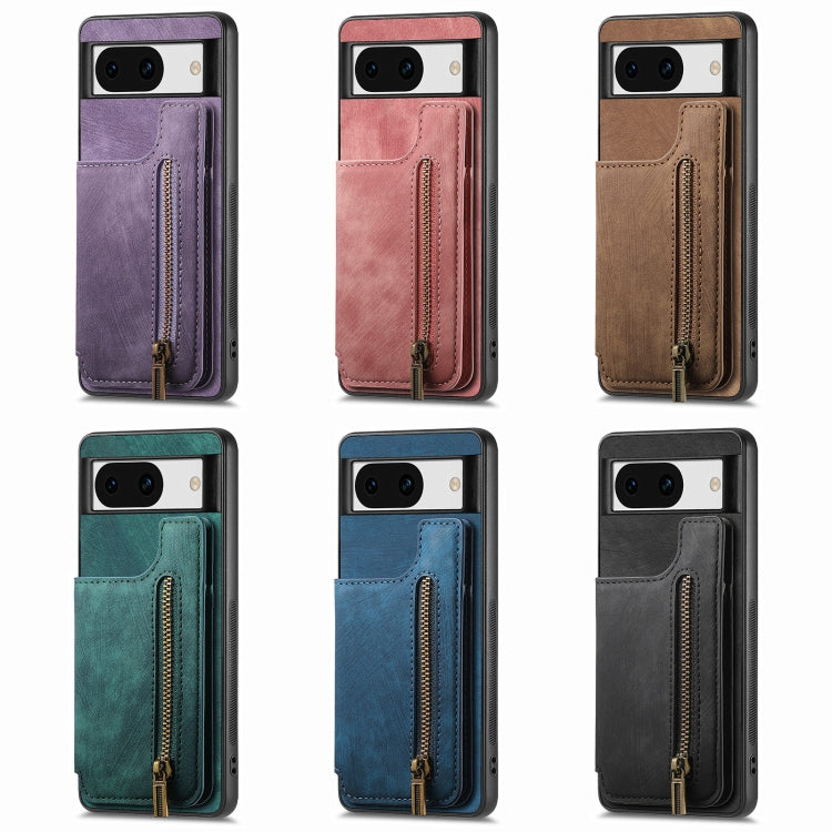 For Google Pixel 9 / 9 Pro Retro Leather Zipper Wallet Back Phone Case(Green) - Google Cases by PMC TechLife | Online Shopping South Africa | PMC TechLife | Buy Now Pay Later Mobicred