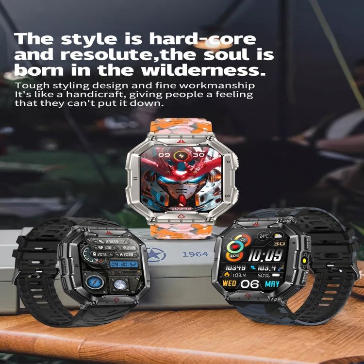 KR82 2.1 inch Color Screen Smart Watch, Support Bluetooth Call / Health Monitoring(Camouflage Orange) - Smart Wristbands by PMC TechLife | Online Shopping South Africa | PMC TechLife | Buy Now Pay Later Mobicred